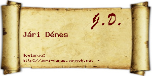 Jári Dénes névjegykártya